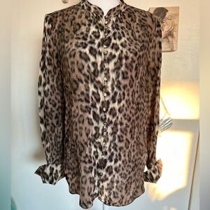 Joie cheetah print, long sleeve button-down blouse